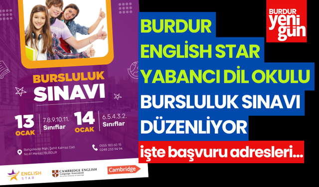 Burdur English Star Yabancı Dil Okulu Bursluluk Sınavı Düzenliyor