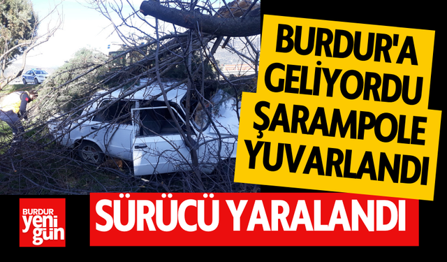 Burdur'a Geliyordu; Şarampole yuvarlandı: Sürücü Yaralandı