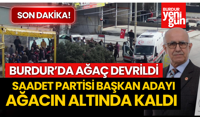 Burdur'da Ağaç Devrildi: Saadet Partisi Başkan Adayı Ağaç Altında Kaldı