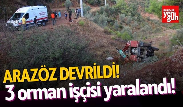 Arazöz devrildi, 3 orman işçisi yaralandı