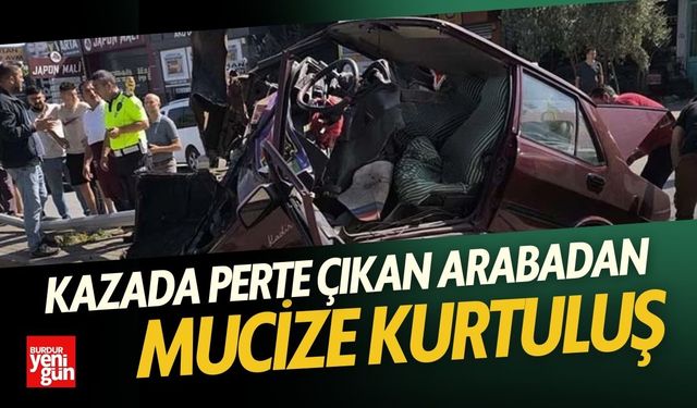 Kazada Perte Çıkan Arabadan Mucize Kurtuluş