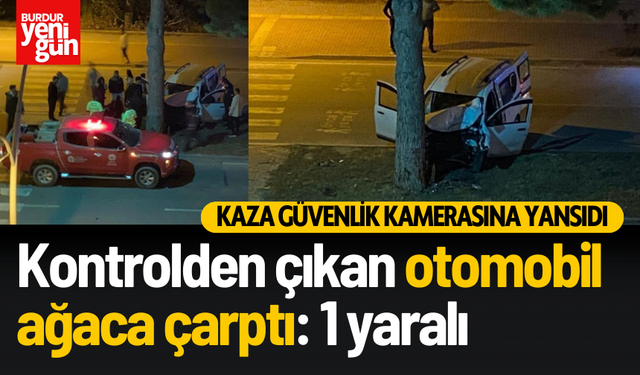 Kontrolden çıkan otomobil ağaca çarptı: 1 yaralı