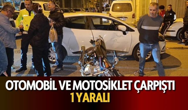 Korkunç Kaza Anı Otomobil ve Motosiklet Çarpıştı