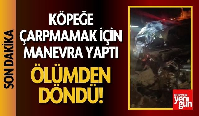 Köpeğe Çarpmamak İçin Manevra Yaptı, Ölümden Döndü!