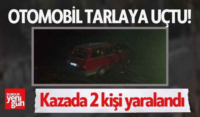 Otomobil tarlaya uçtu, 2 kişi yaralandı