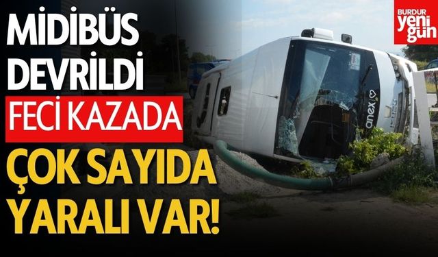 Midibüsünün devrildiği kazada yaralılar var!