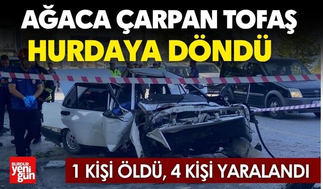 Ağaca Çarpan Tofaş Hurdaya Döndü