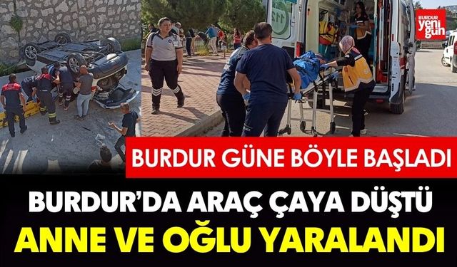 Burdur’da Araç Çaya Düştü