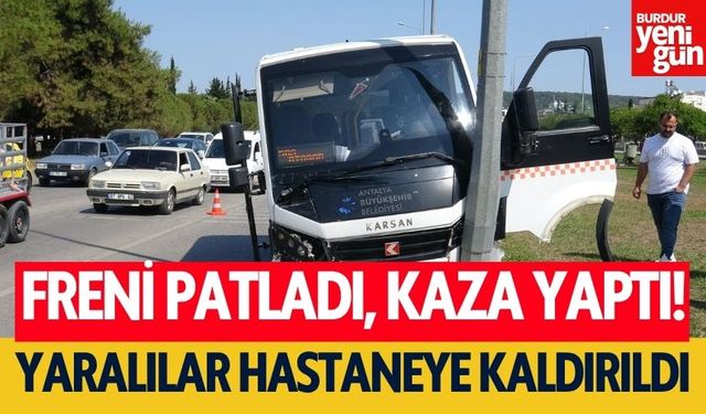 Freni patlayan minibüs kaza yaptı! 4 kişi yaralandı