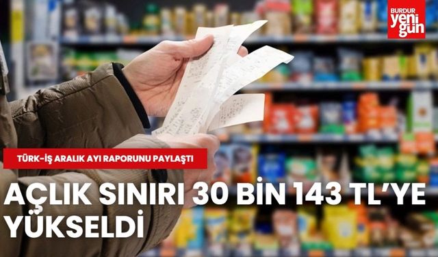 Türk-İş Aralık ayı raporunu paylaştı: Açlık sınırı 30 bin 143 TL’ye yükseldi