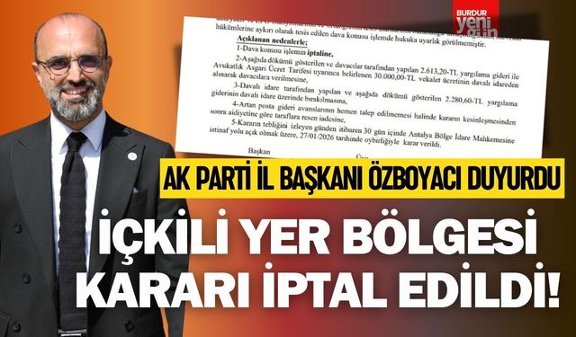 AK Parti İl Başkanı Özboyacı Duyurdu: İçkili Yer Bölgesi Kararı İptal Edildi!