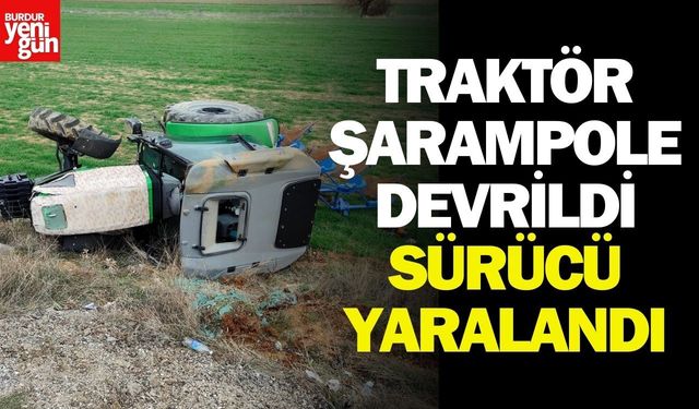 Traktör Şarampole Düştü, Sürücü Yaralandı