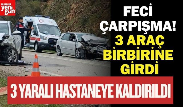 Kaza Üstüne Kaza! 3 Araç Birbirine Girdi, 3 Yaralı