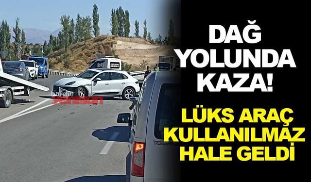 Burdur-Isparta yolunda kaza! Lüks otomobil kullanılamaz hale geldi