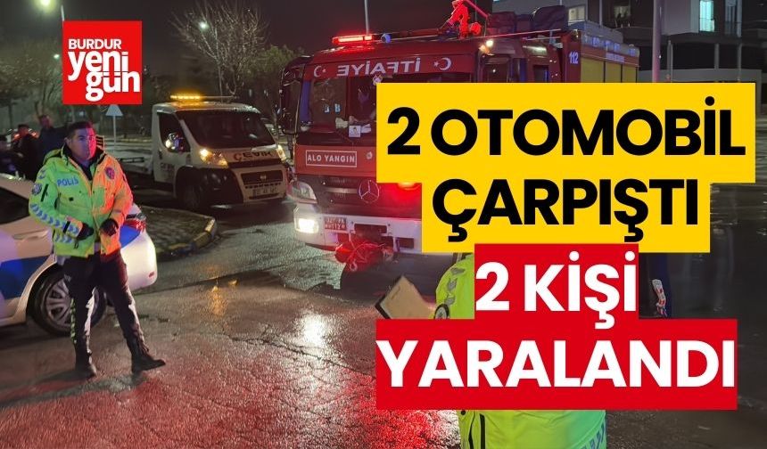 İki otomobil çarpıştı, 2 kişi yaralandı